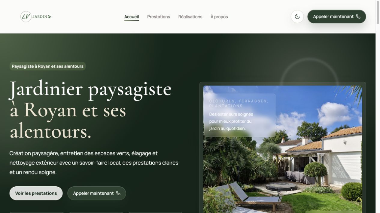 Capture du site internet LV Jardin